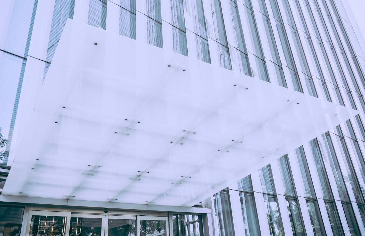 Modern office building door canopy
